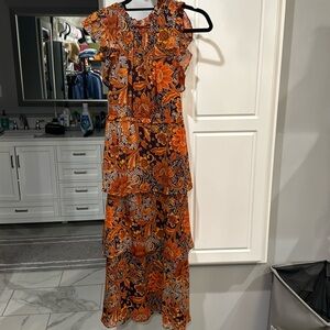 Julia Jordan Floral Tiered Flutter Sleeve Midi Dress